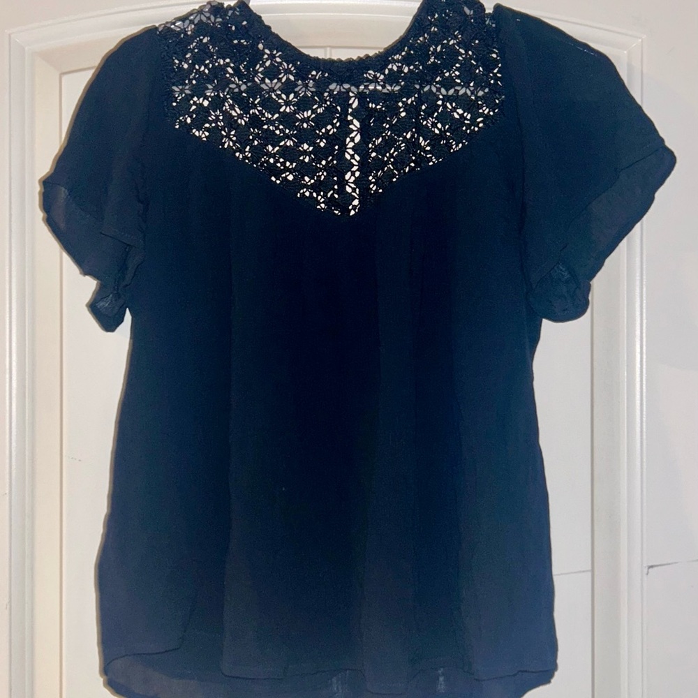 Navy Lace Women's Top